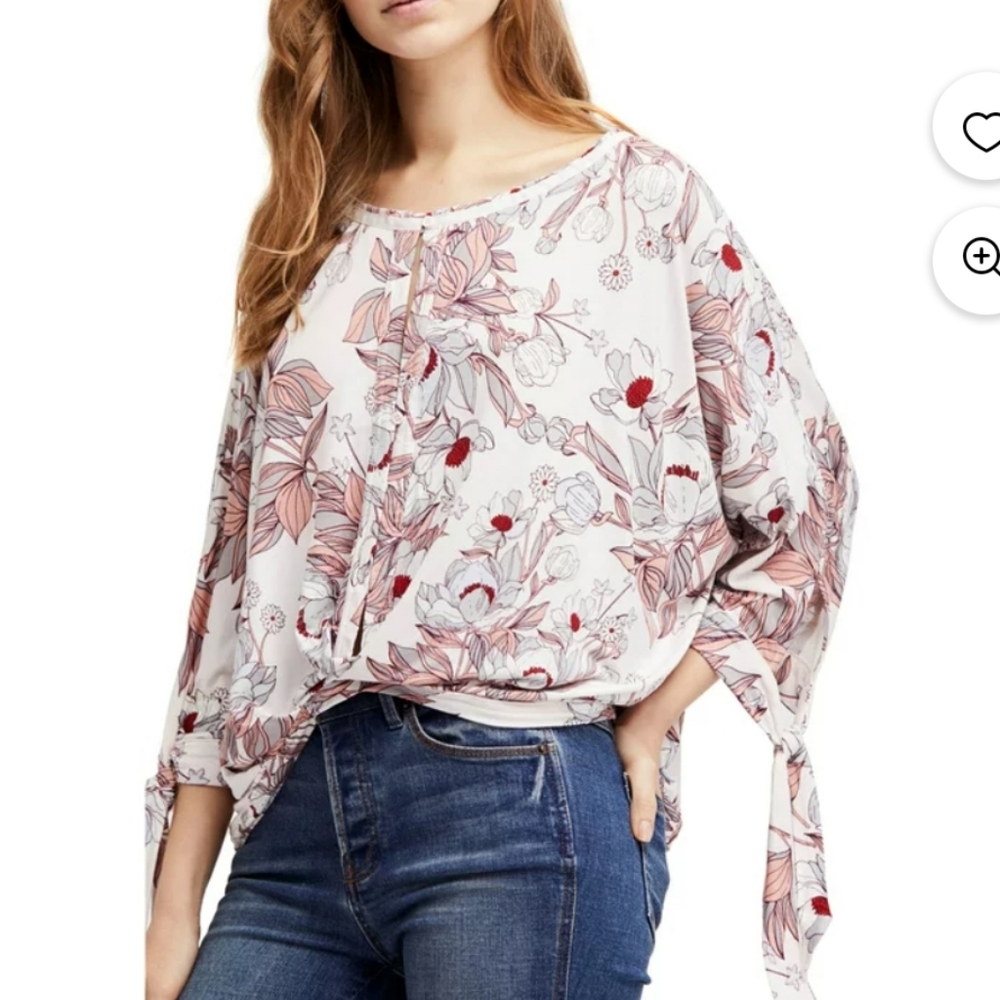 FREE PEOPLE keepin on knit floral blouse